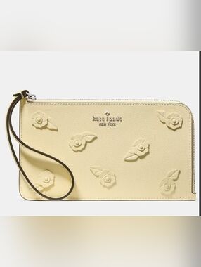 Kate Spade Lucy Floral Wristlet Lemon Fondant Wallet Clutch Yellow NWT $159
